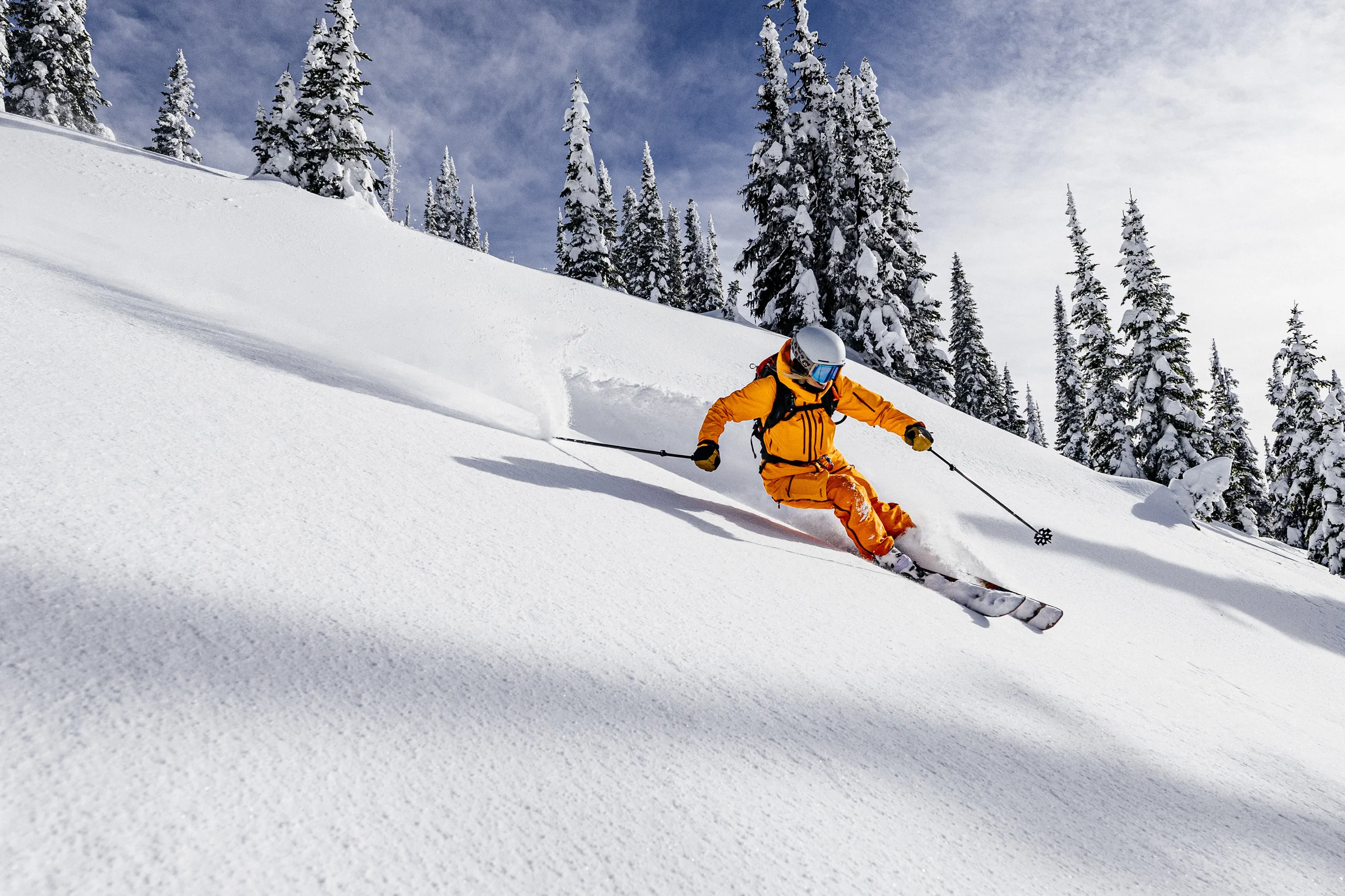 Carving fresh powder turns in the backcountry