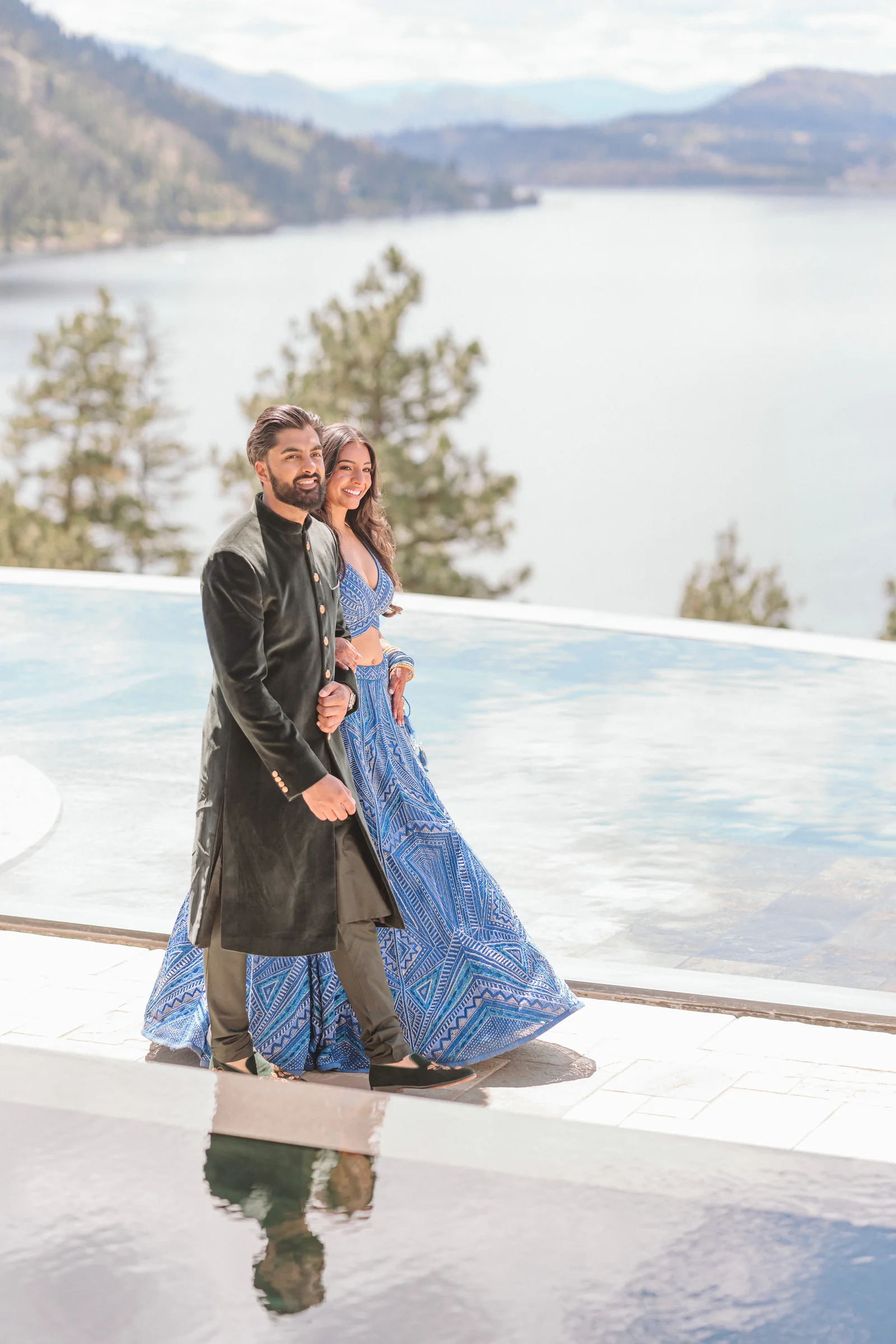 Couple poolside at Château Okanagan